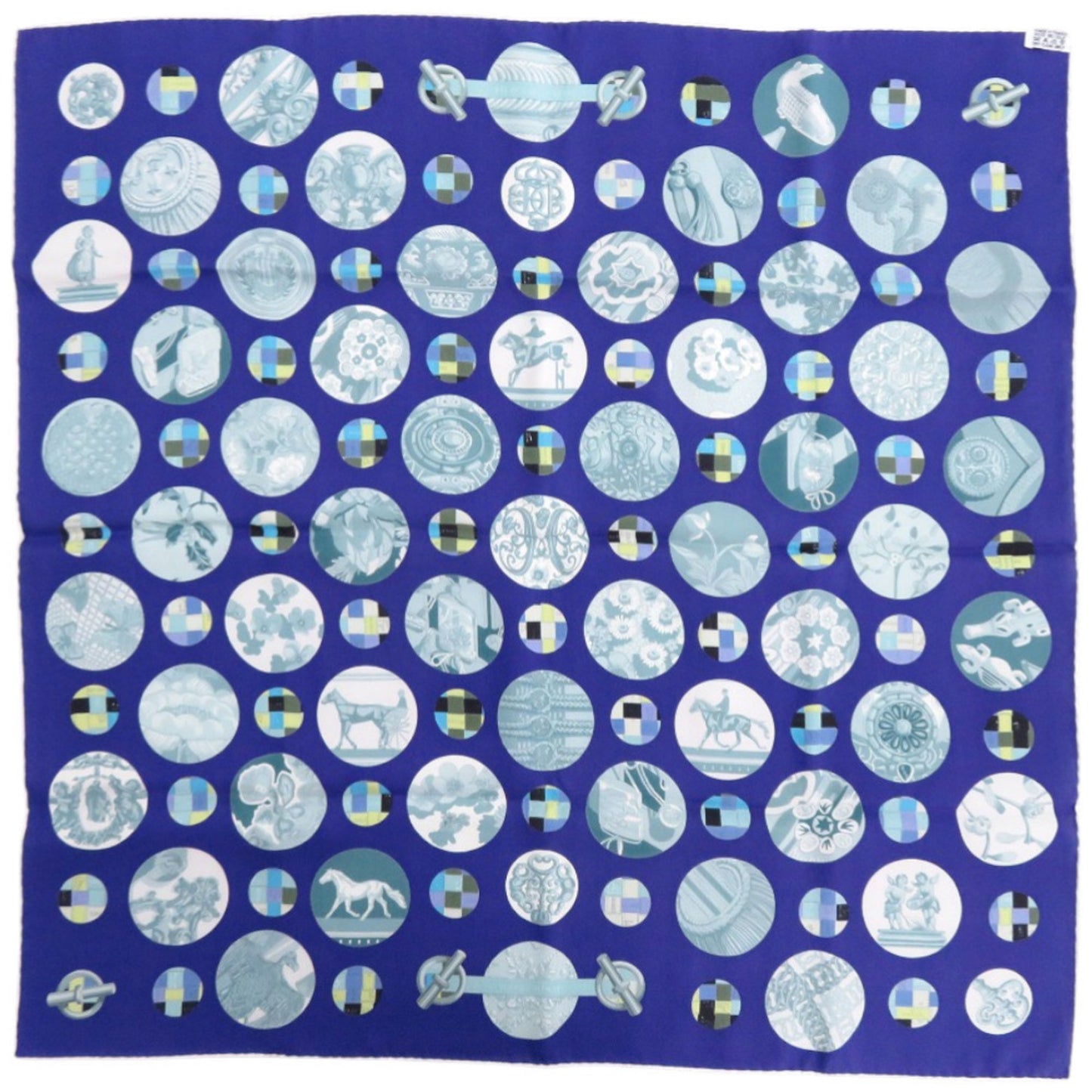 Like New Herms Carr H65 Pois De Soie Silk Multicolor Scarf/Muffler 0042 Hermes