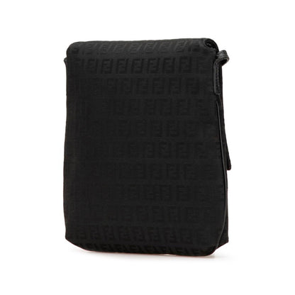 Fendi Zucchino Shoulder Bag 8Bt075 Black Canvas Leather