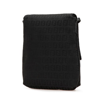 Fendi Zucchino Shoulder Bag 8Bt075 Black Canvas Leather