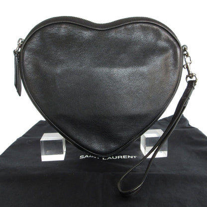 Saint Laurent Saint Laurent Clutch Bag Heart Motif Leather Suede Black Blue