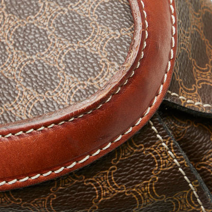 Celine Macadam Shoulder Bag Tote Brown Leather