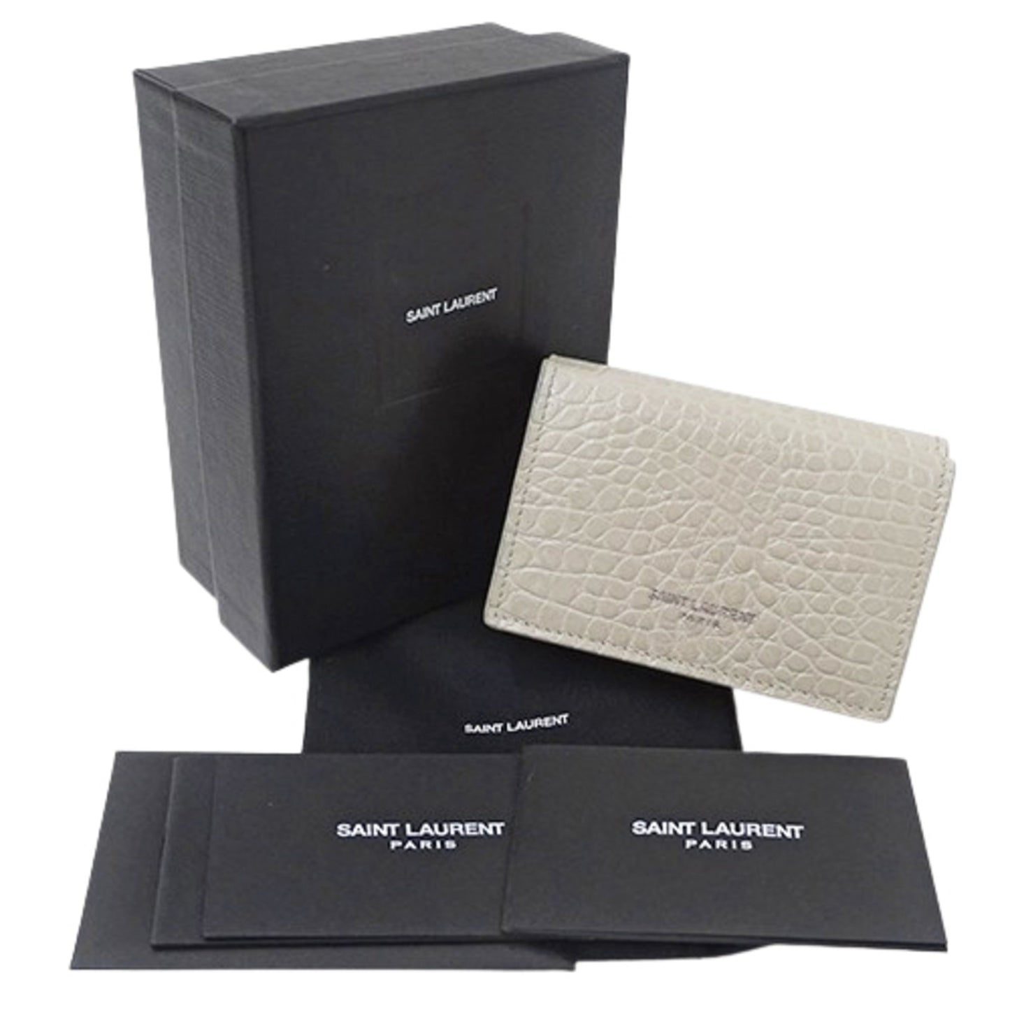 Saint Laurent Women'S Tri-Fold Wallet In Crocodile Embossed Leather