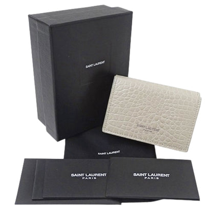 Saint Laurent Women'S Tri-Fold Wallet In Crocodile Embossed Leather