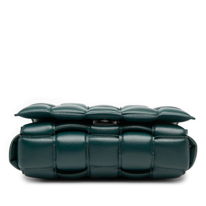 Bottega Veneta Intrecciato Padette Cassette Shoulder Bag In Green Leather