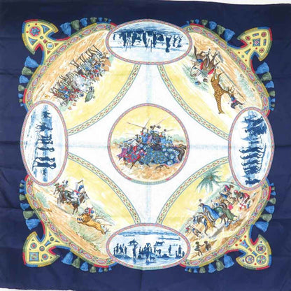 Hermes Hermes Scarf Carre 90 Silk Navy Multicolor