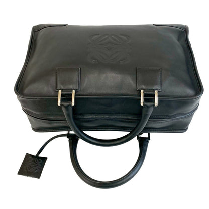 Loewe Amazona 36 Anagram Logo Engraved Leather Handbag/Mini Boston Bag Black 67688