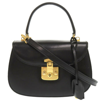 Gucci Ladylock Leather Black 000 46 0210 Handbag 0066 Gucci
