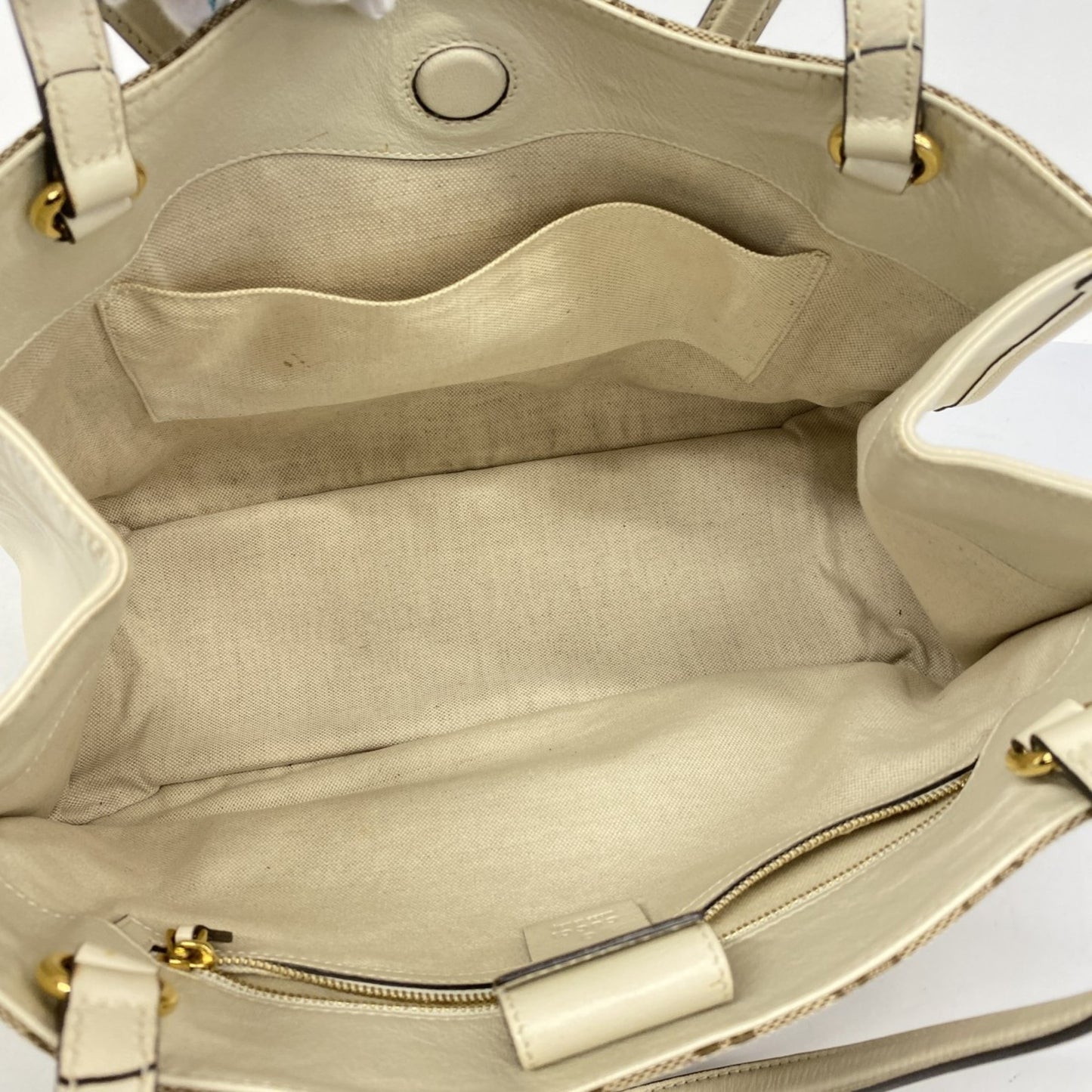 Gucci Gg Canvas Horsebit Tote Bag 623694 Brown White