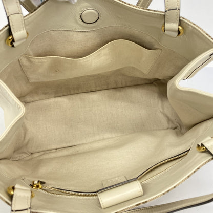 Gucci Gg Canvas Horsebit Tote Bag 623694 Brown White