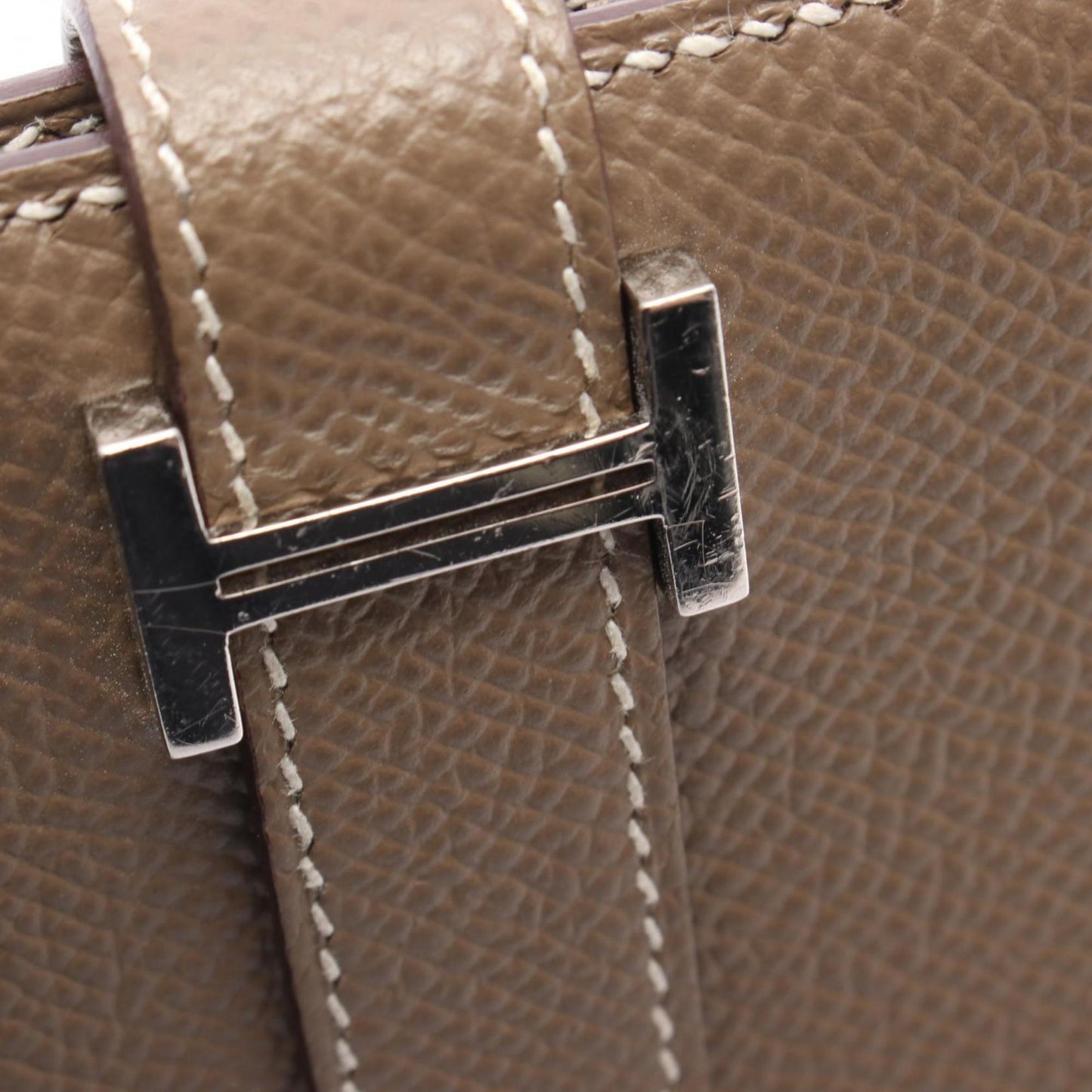 Hermes Herms Bearn Compact Bifold Wallet In Calfskin Leather (Cowhide) With Epsom Leather