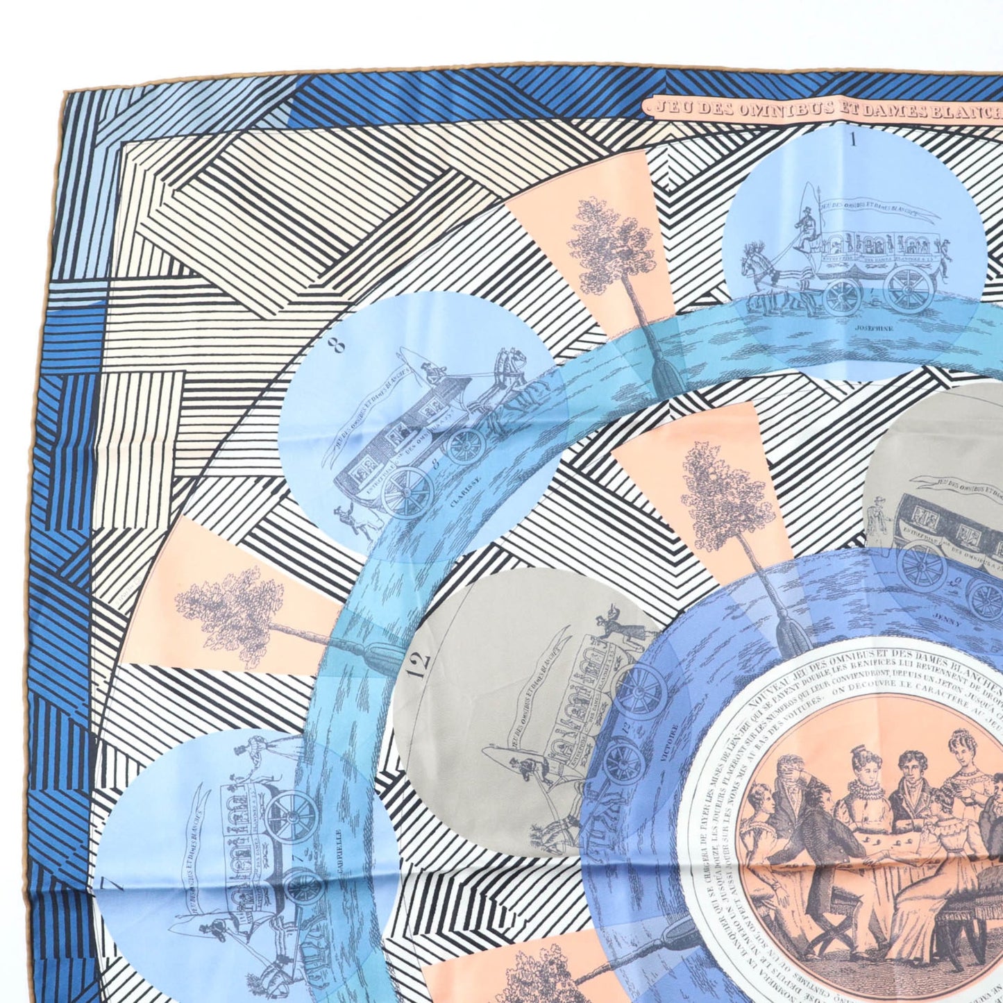 Hermes Carr Jean 90 "Jeux Omnibus Et Dames" 100% Silk Large Shawl/Scarf