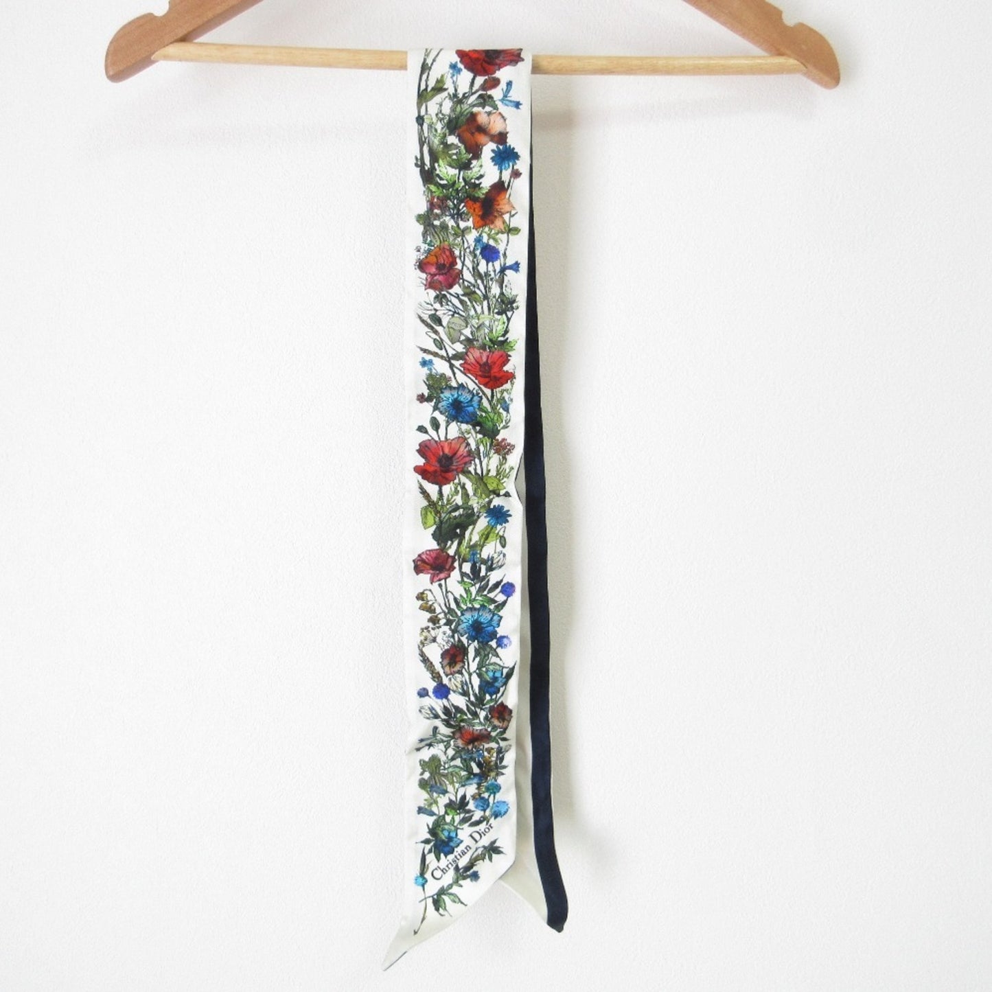 Christian Dior Mitzah Millefiori Floral Silk Scarf/Muffler In Navy