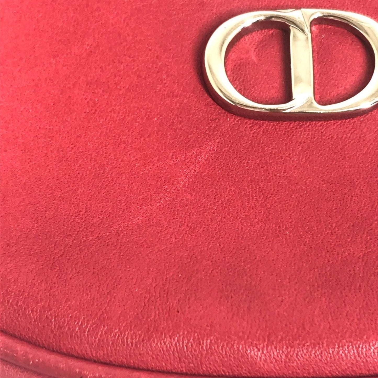 Christian Christian Dior Cdhardware Bag Crossbody Shoulder Bag Red Silverhardware