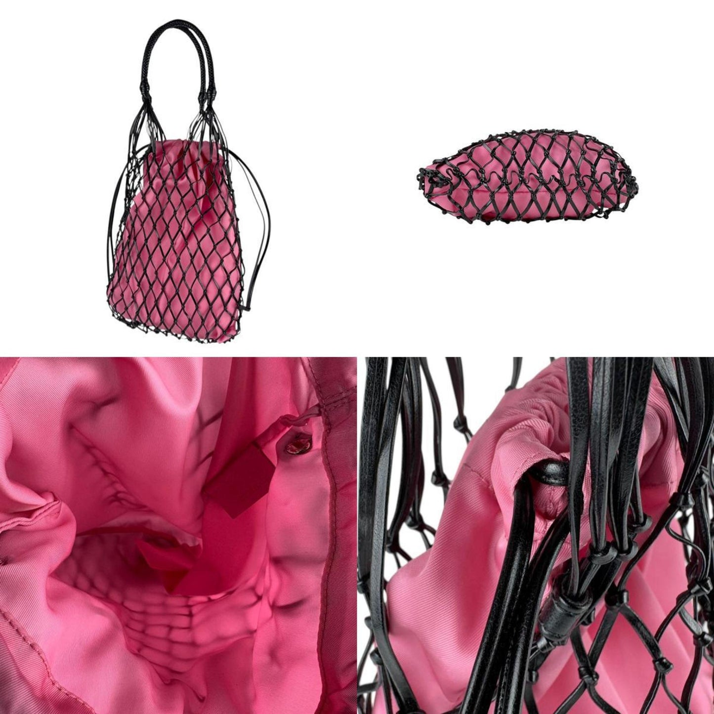 Prada Prada Handbag Leather Nylon Black Pink Silver