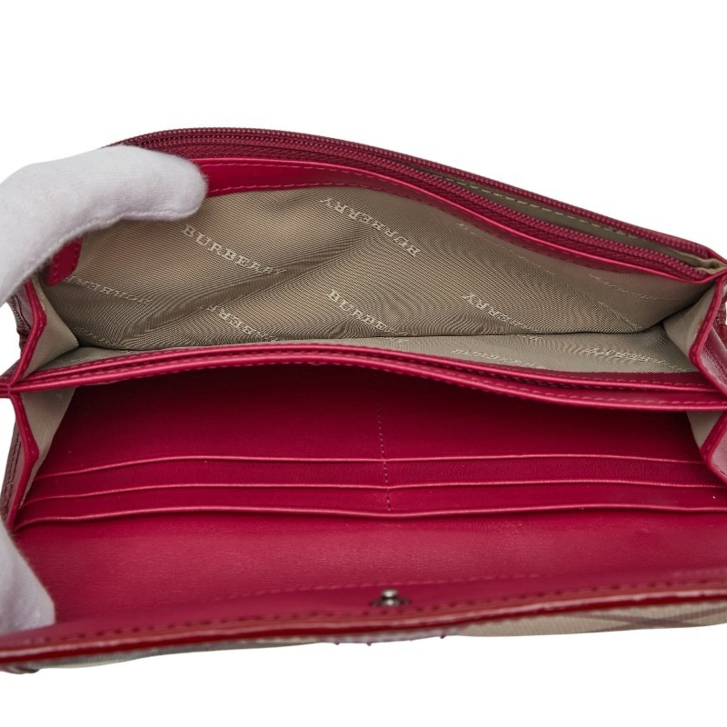 Burberry Nova Check Long Wallet In Red