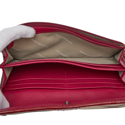 Burberry Nova Check Long Wallet In Red