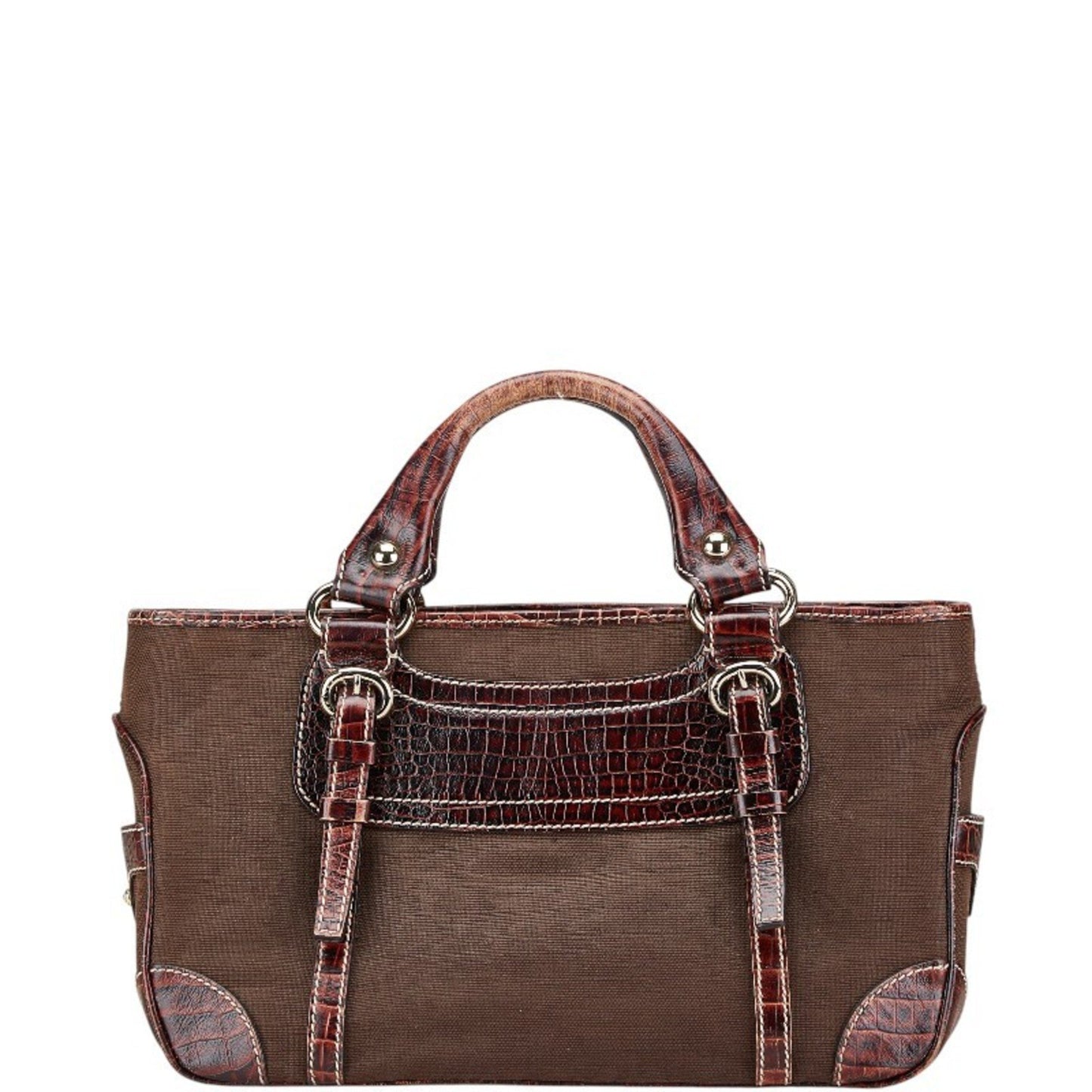 Celine Boogie Bag Handbag Brown Canvas Leather