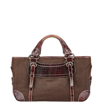Celine Boogie Bag Handbag Brown Canvas Leather