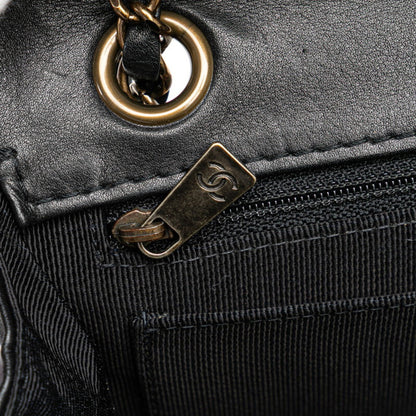 Chanel Coco Mark Wild Stitch Chain Shoulder Bag In Black Lambskin