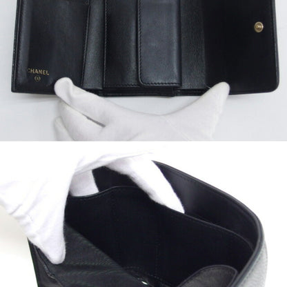 Chanel Caviar Skin Tri-Fold Compact Wallet Black