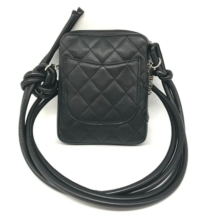 Chanel Cambon Line Small Pochette Black Leather Shoulder Bag Coco Mark 9Th Series Chanel