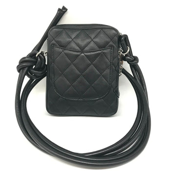 Chanel Cambon Line Small Pochette Black Leather Shoulder Bag Coco Mark 9Th Series Chanel