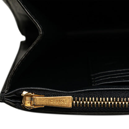 Celine Chain Wallet Shoulder Bag Black Red Beige Leather