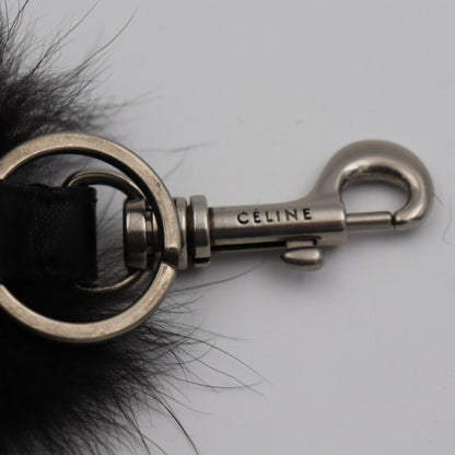 Celine Fox Tail Fox Tail Keychain Fur Black Key Ring Bag Charm R2219123007166