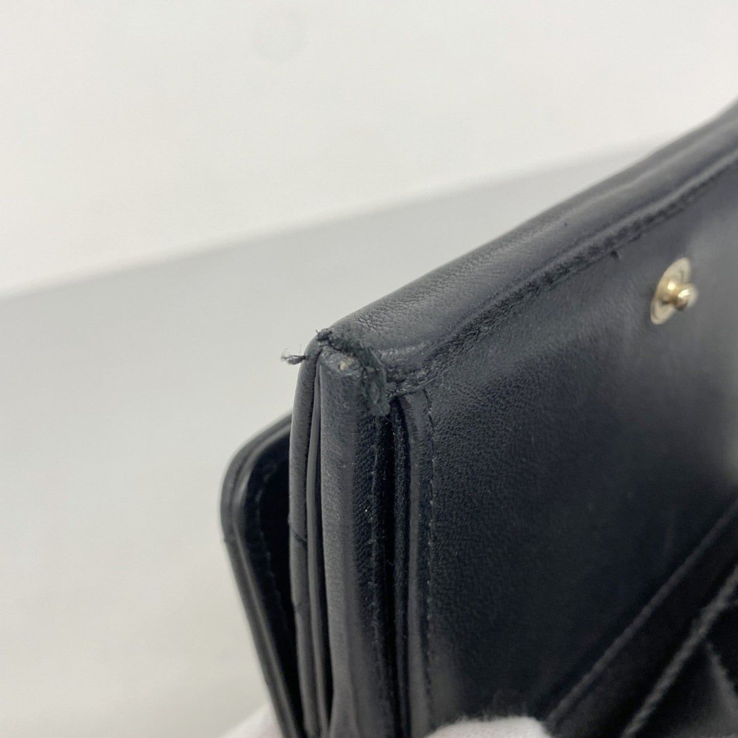 Chanel Matelasse Tri-Fold Wallet In Black Lambskin