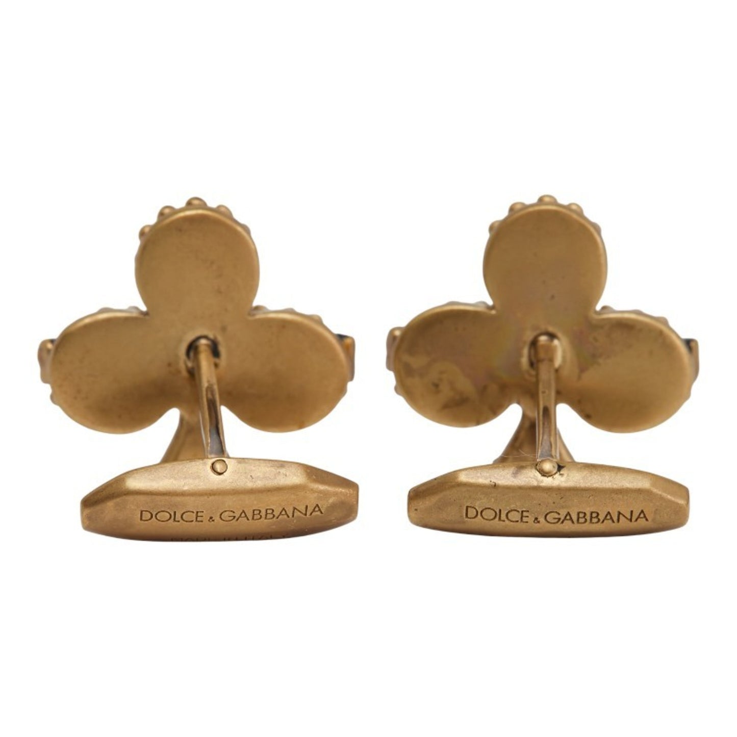Dolce & Gabbana Dg Logo Clover Chain Motif Cufflinks In Gold