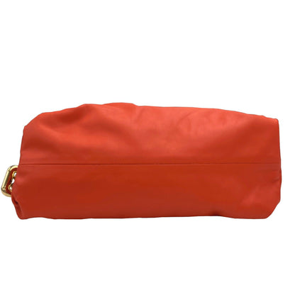 Bottega Veneta The Chain Pouch In Orange Calfskin Leather.