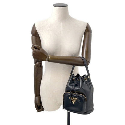 Prada Duetto Handbag In Soft Calfskin Leather (1Bh038) - Black