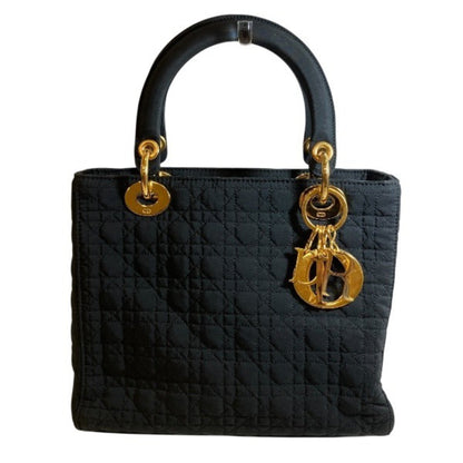 Christian Dior Dior Cannage Lady Black Canvas Bag Handbag