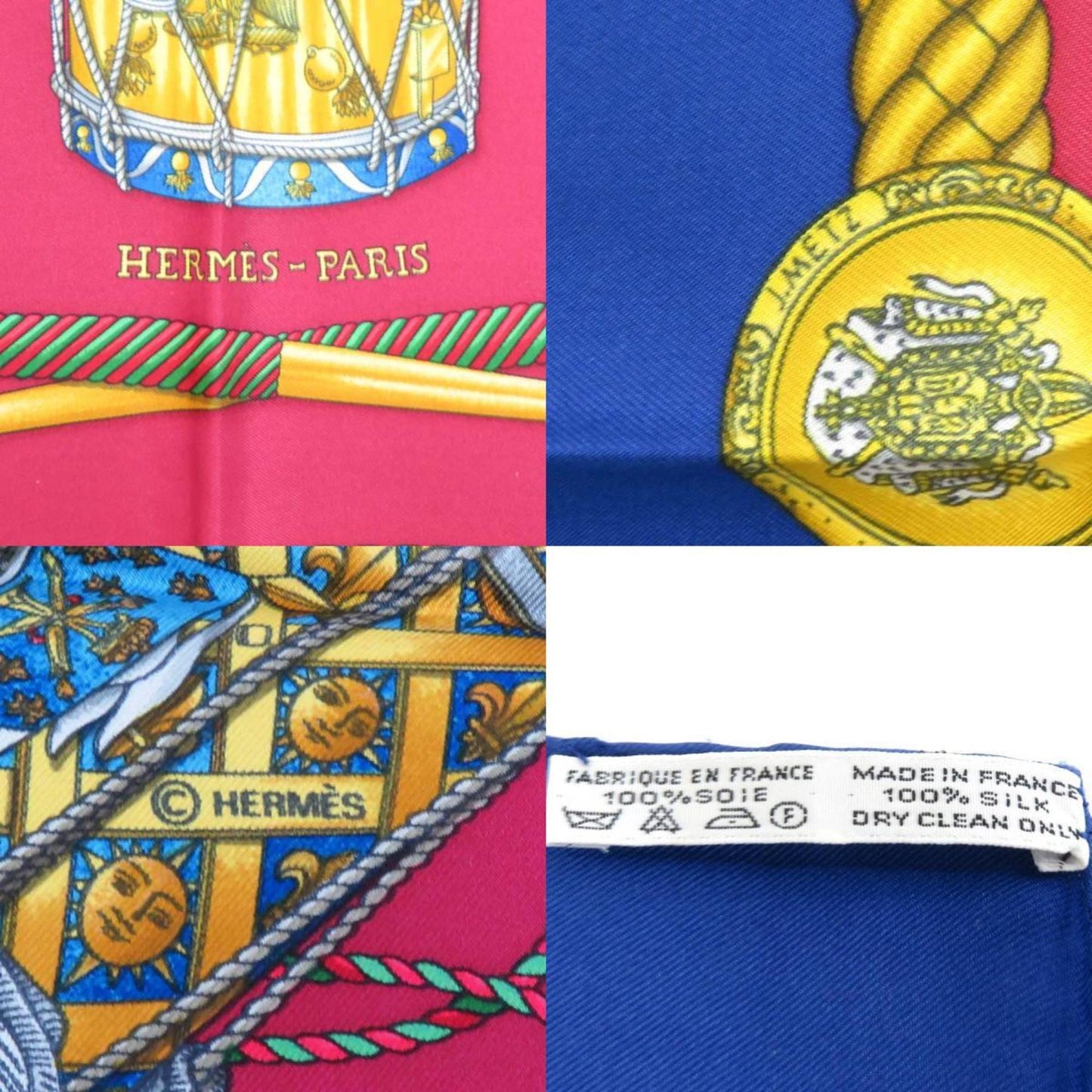 Hermes Scarf Muffler Carre90 Les Tambours Silk Multicolor