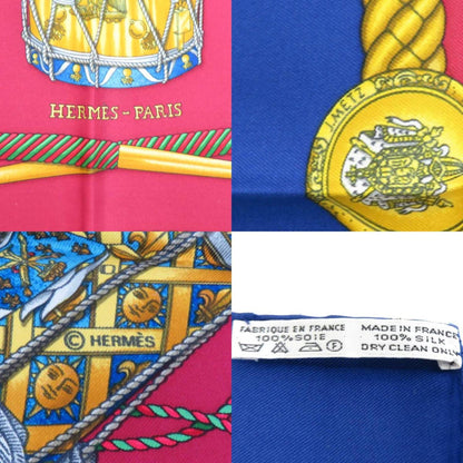 Hermes Scarf Muffler Carre90 Les Tambours Silk Multicolor