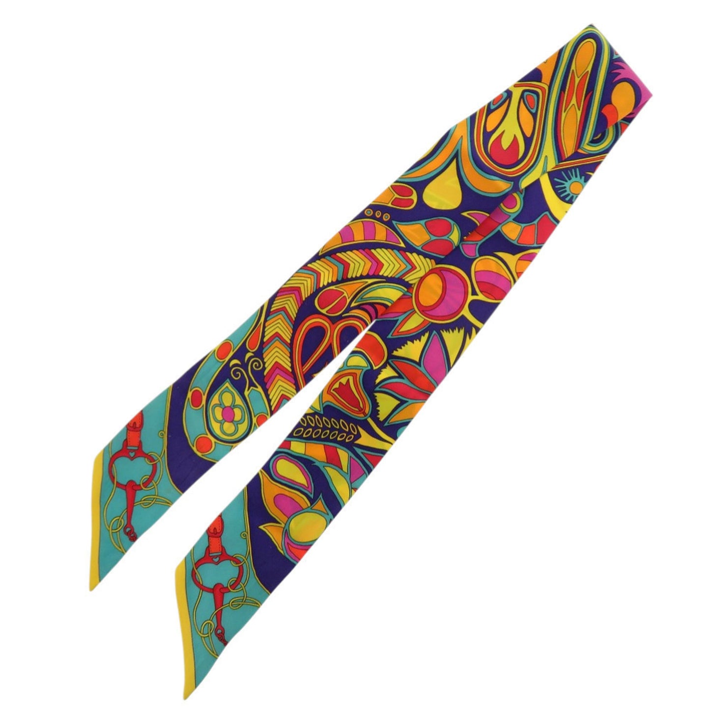 Herms Twilly Folklor Silk Scarf Muffler In Orange