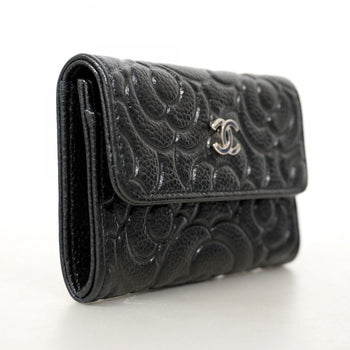 Chanel Camellia Caviar Leather Business Card Case