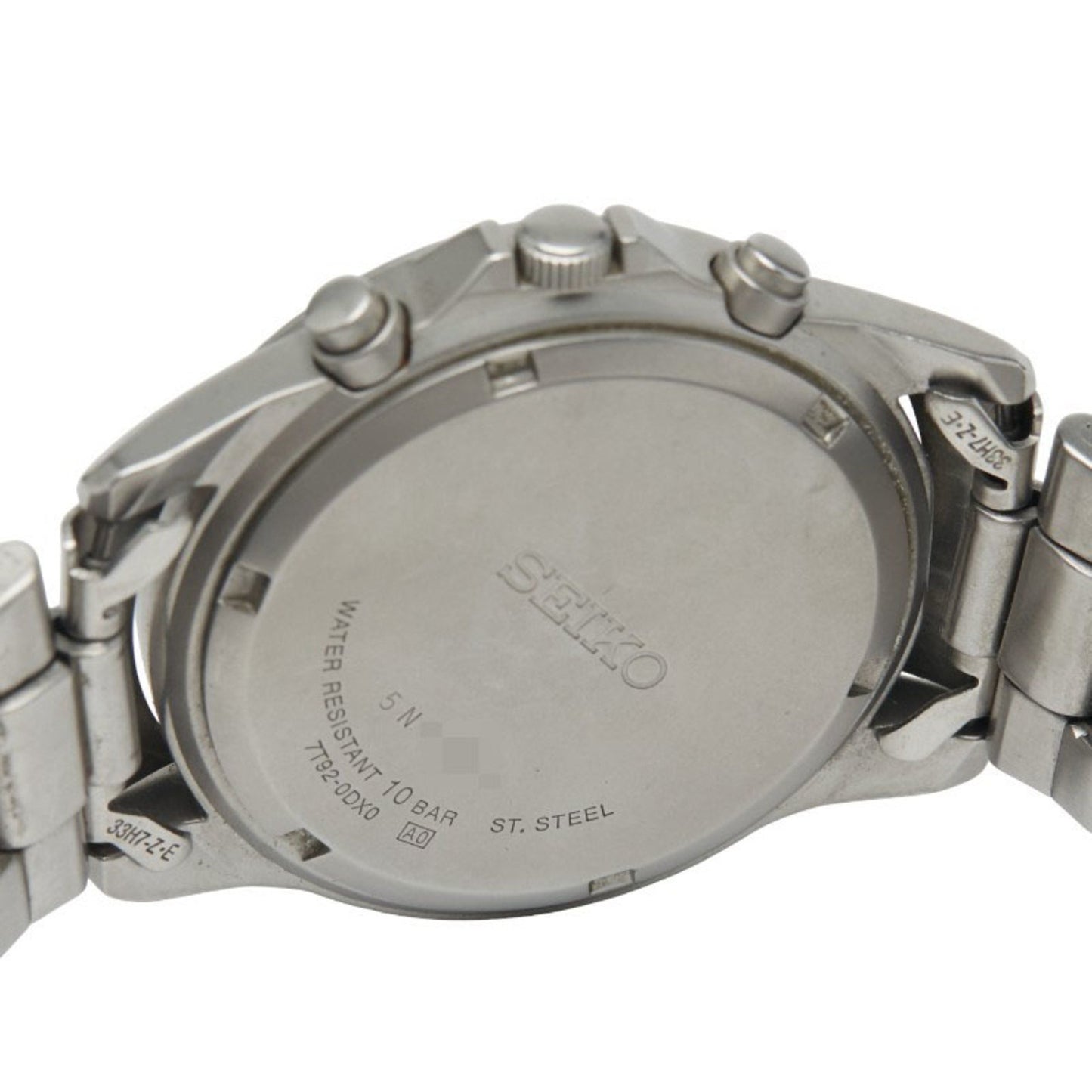 Seiko Date Watch 7T92-0Dx0 Quartz Black Dial Stainless Steel