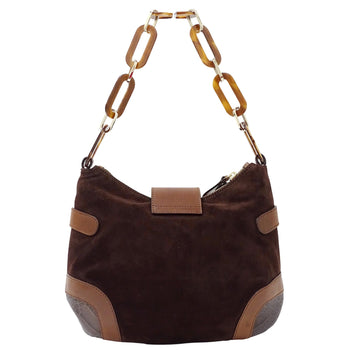 Valentino Garavani Women'S Suede And Fur Shoulder Bag With Brown Plastic Chain
