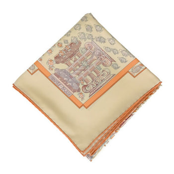 Hermes Scarf/Muffler Carre 90 Rencontre Oceane - Orange Multicolor 100% Silk