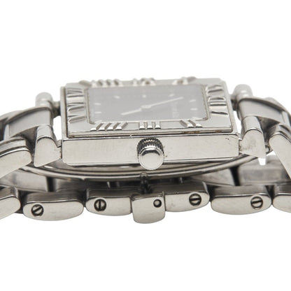 Tiffany & Co. Atlas Quartz Watch With Black Dial And Stainless Steel
