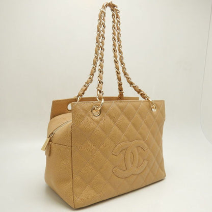Chanel Chanel Chain Tote Bag A18004 Caviar Skin Camel 252569