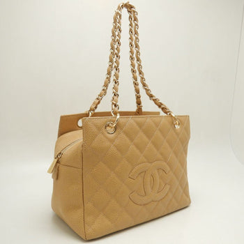 Chanel Chanel Chain Tote Bag A18004 Caviar Skin Camel 252569