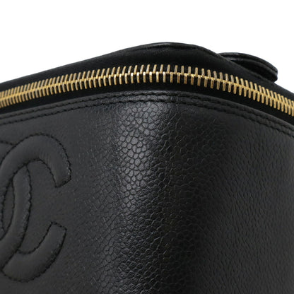 Chanel Coco Mark Vanity Bag Mini Pouch Caviar Leather Black
