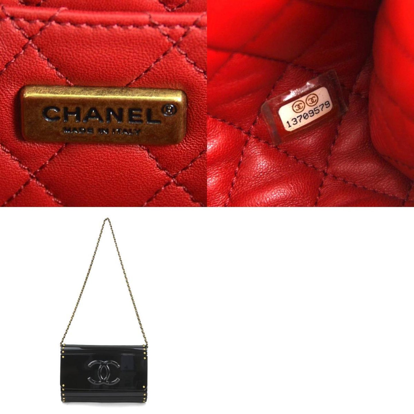 Chanel Shoulder Bag Plastic Leather Black Gold