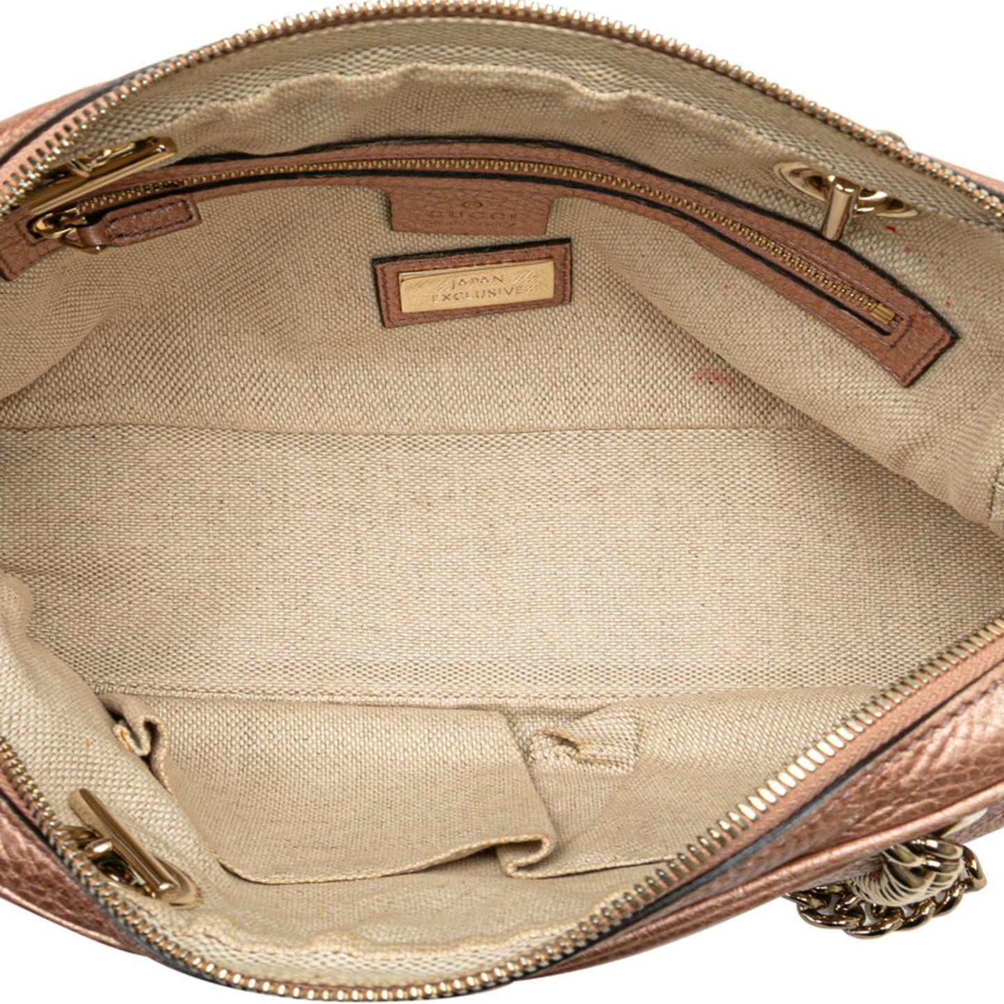 Gucci Soho Interlocking G Tassel Chain Shoulder Bag 308983 Pink Gold Leather