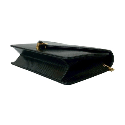 Gucci Old Gucci Leather Genuine Chain Shoulder Bag Pochette Black 41510