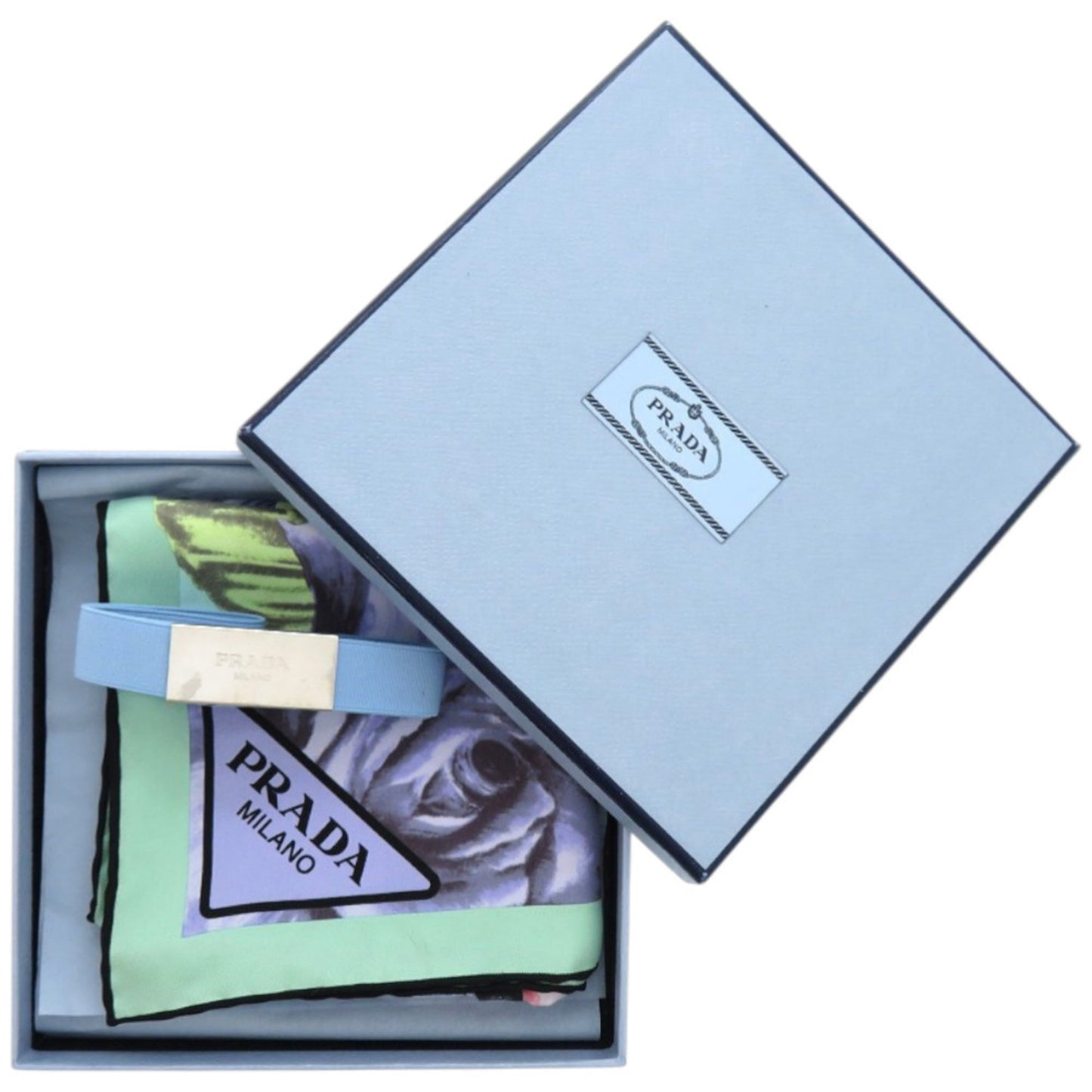 Prada Printed Silk Floral Multicolor Scarf Muffler 0065 Prada