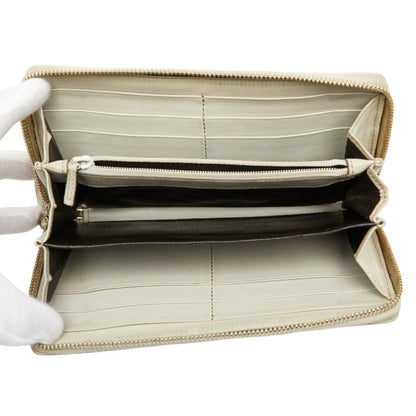 Gucci Gg Canvas Sherry Line Ribbon Round Zip Long Wallet 257003 Beige Multicolor Leather