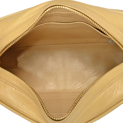 Chanel Shoulder Bag Lambskin Beige Diana Flap Coco Mark